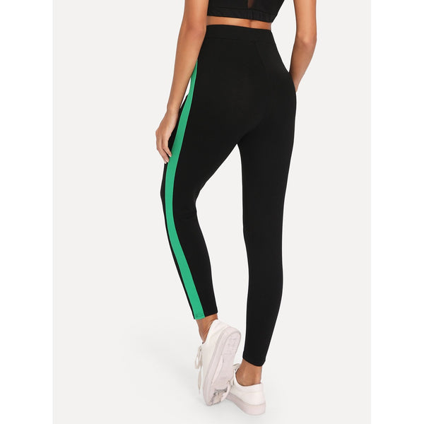 Contrast Panel Marled Knit Leggings