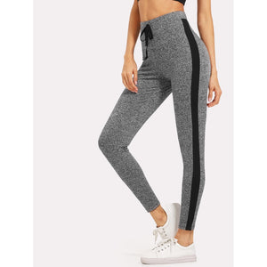 Contrast Panel Marled Knit Leggings