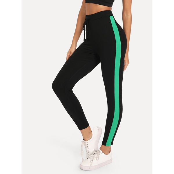 Contrast Panel Marled Knit Leggings