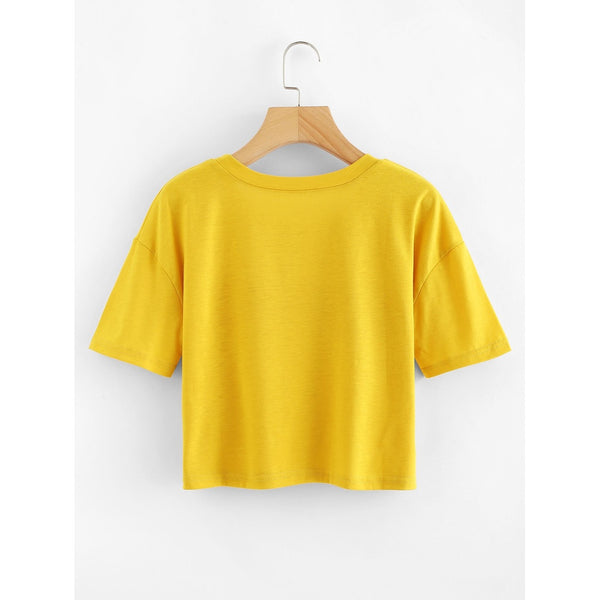 Letter Print Crop Tee