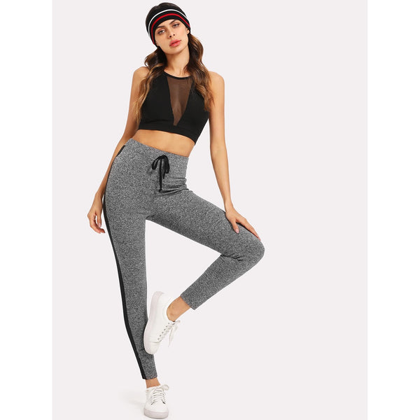 Contrast Panel Marled Knit Leggings