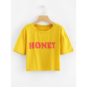 Letter Print Crop Tee