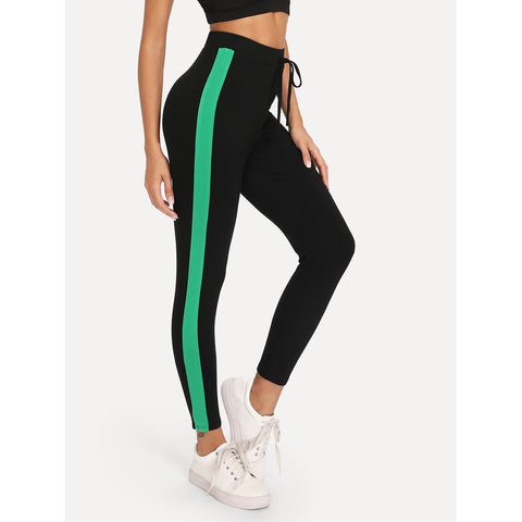 Contrast Panel Marled Knit Leggings