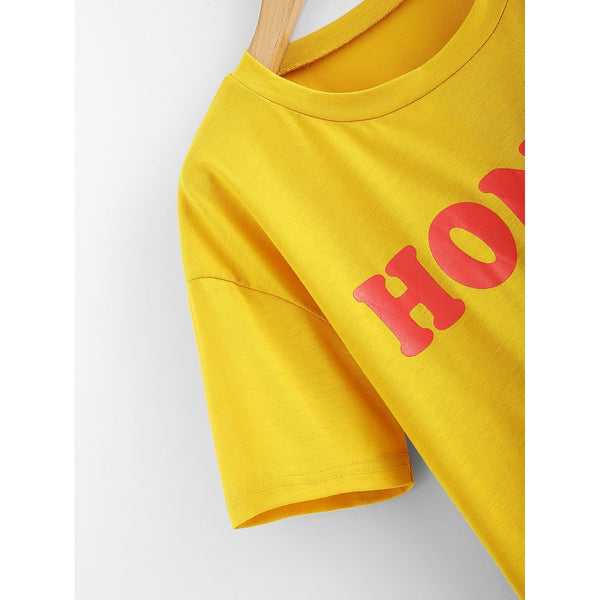 Letter Print Crop Tee